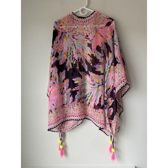 Sold Lilly Pulitzer Gauze Beach Coverup Tunic Top Open Front Boho Floral​ - Picture 6 of 8